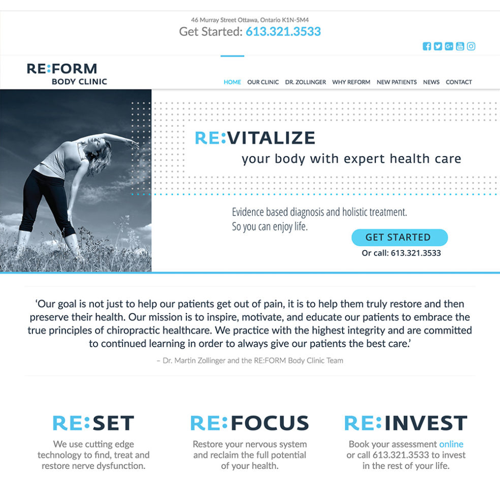Reform Body Clinic website