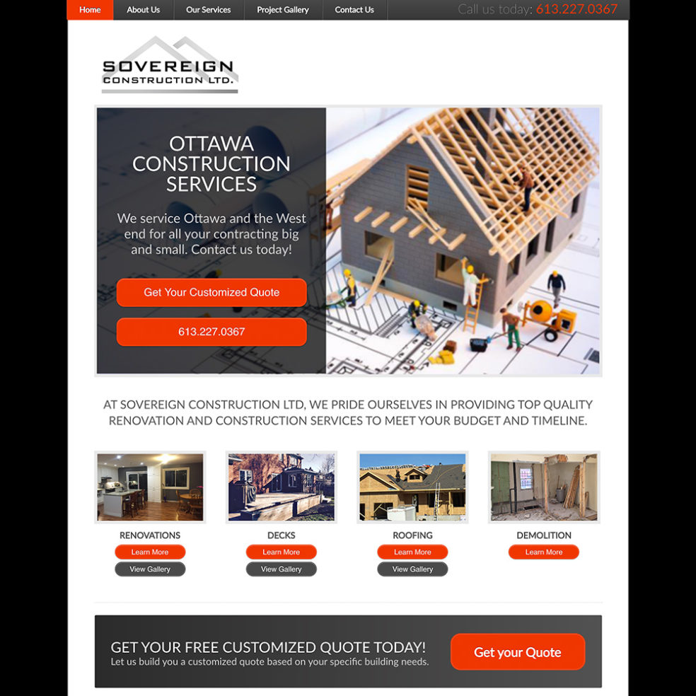 Sovereign Construction website