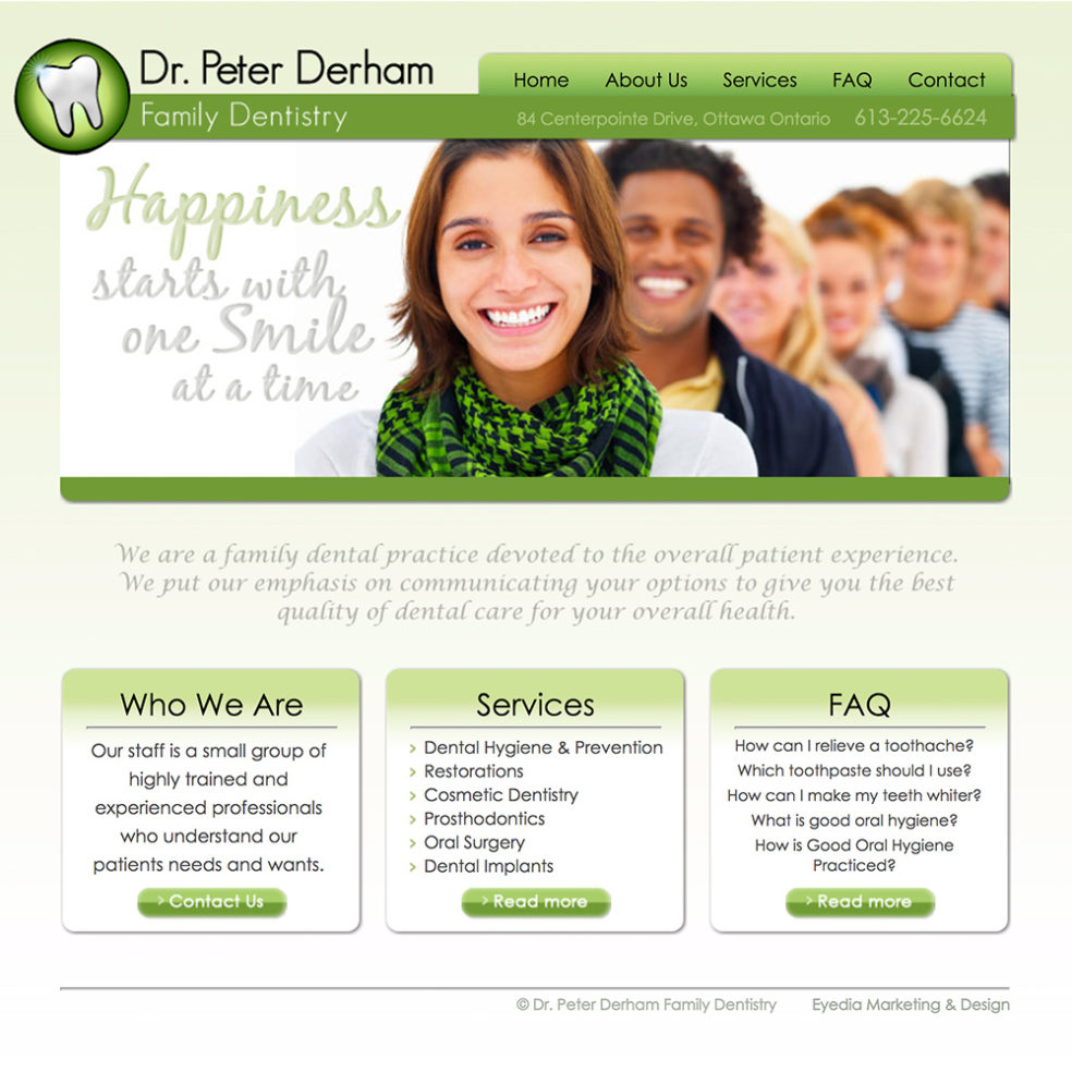 Dr. Derham Dental website