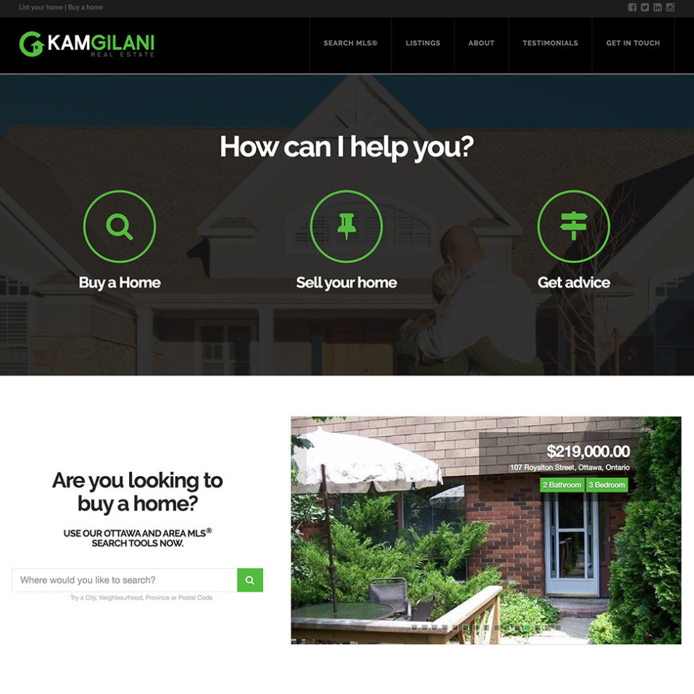 Kam Gilani Real Estate website